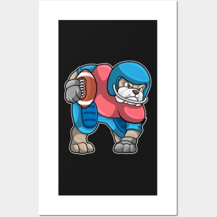 Bulldog at Sports with Football & Helmet Posters and Art